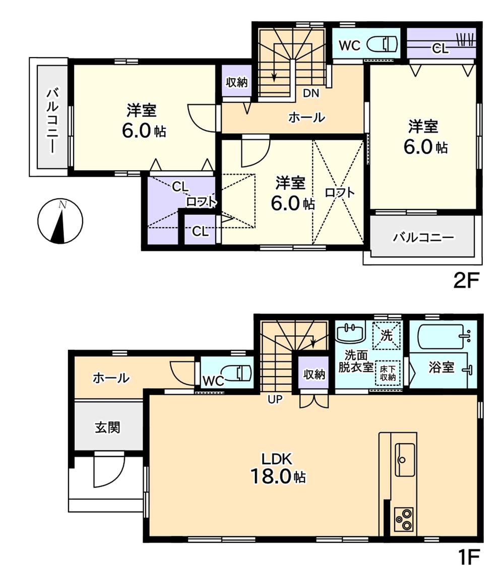 Floor plan. Price 28.8 million yen, 3LDK, Land area 89.15 sq m , Building area 89.37 sq m