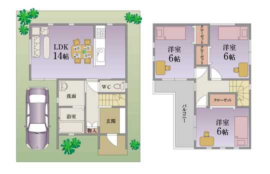 Building plan example (floor plan).  [Floor plan] Building plan example: Building price 12,900,000 yen, Building area 71.11 sq m The Company offers tailored plan from a large number of construction cases to your lifestyle. 