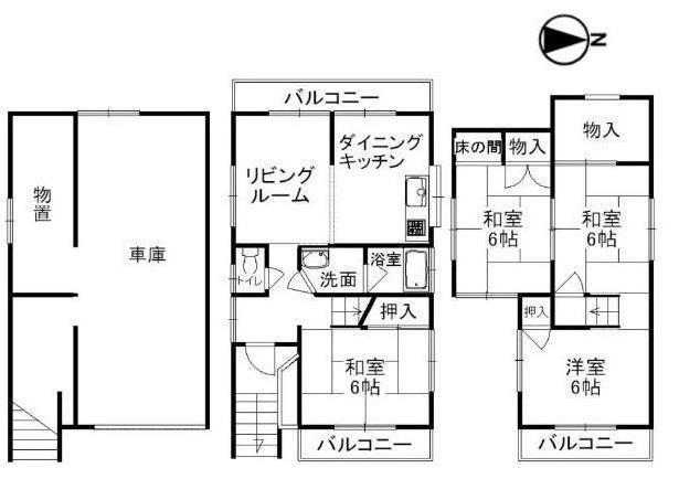 Floor plan. 9.8 million yen, 5DK, Land area 71.04 sq m , Building area 123.81 sq m 5DK The first floor is a garage + free space