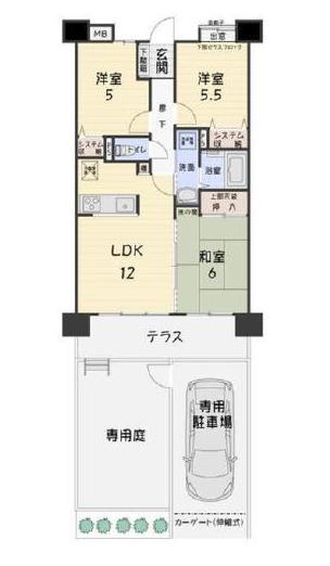 Floor plan. 3LDK, Price 9.8 million yen, Footprint 60.8 sq m , Balcony area 10.24 sq m each room housed Allowed