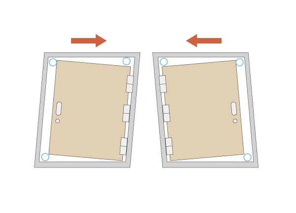 earthquake ・ Disaster-prevention measures.  [Seismic door frame] During the event of an earthquake, Also distorted frame of the entrance door, Adopted seismic door frame which has been considered so can facilitate opening of the door by the gap provided between the frame and the door (conceptual diagram)