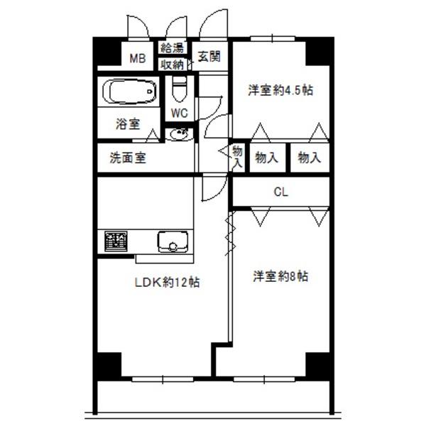 Floor plan. 2LDK, Price 9.8 million yen, Occupied area 57.84 sq m , Balcony area 7.84 sq m 2LDK