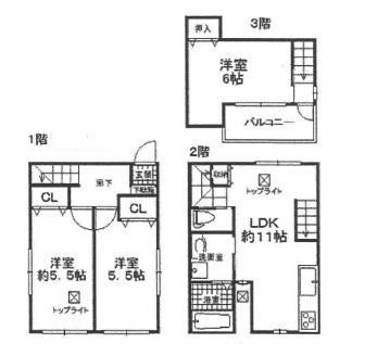 Floor plan. 11.9 million yen, 3LDK, Land area 52.96 sq m , Is a floor plan of the building area 73.83 sq m 3LDK