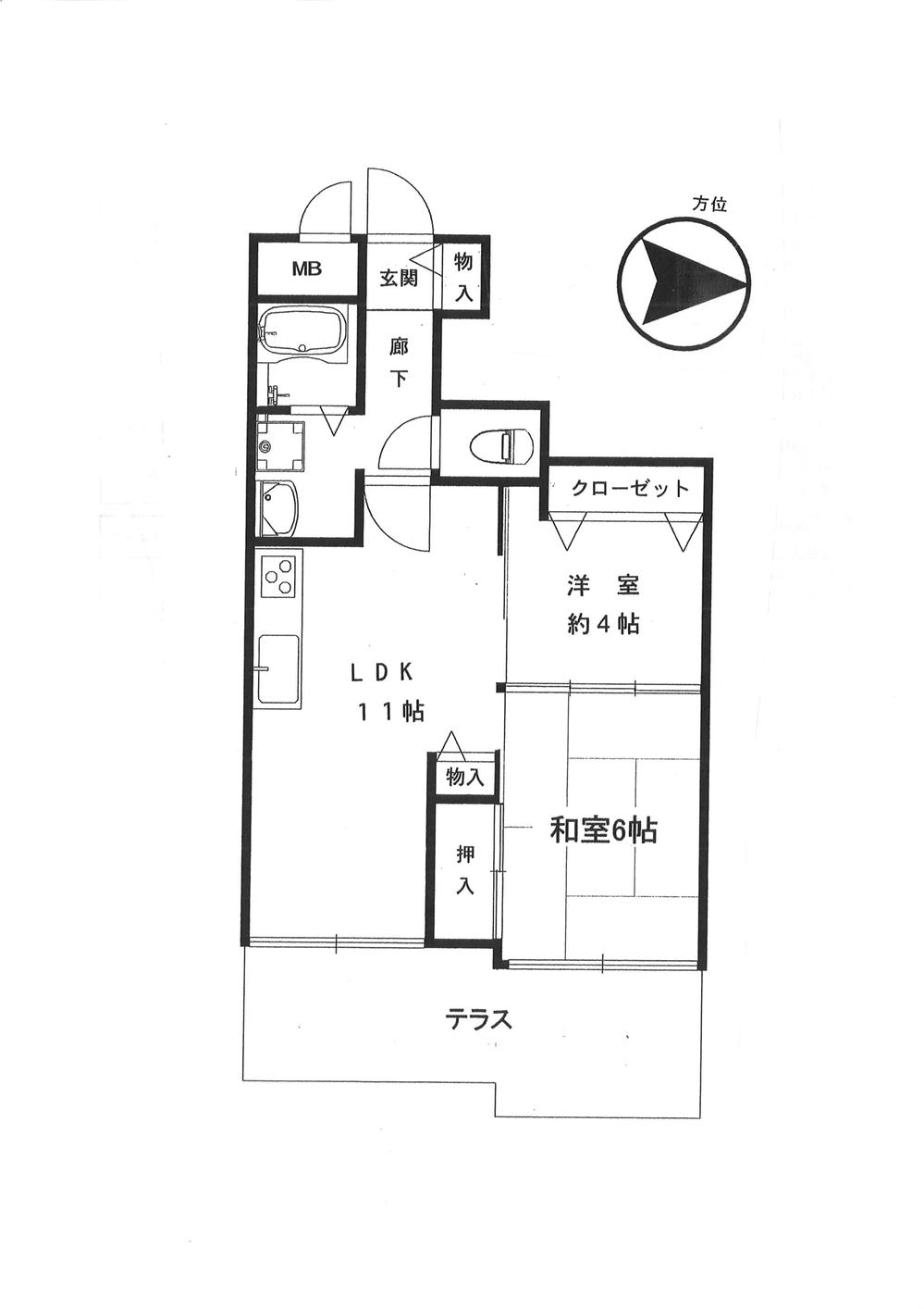 Floor plan. 2LDK, Price 6.98 million yen, Occupied area 48.31 sq m