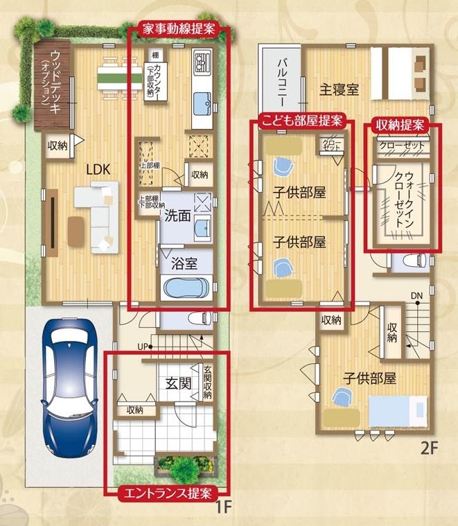 Floor plan. (Model house), Price 34,800,000 yen, 4LDK, Land area 97.81 sq m , Building area 108.88 sq m