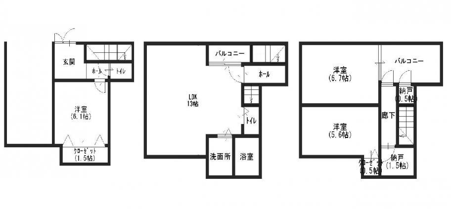 Floor plan. 20.5 million yen, 3LDK, Land area 50 sq m , Building area 85 sq m