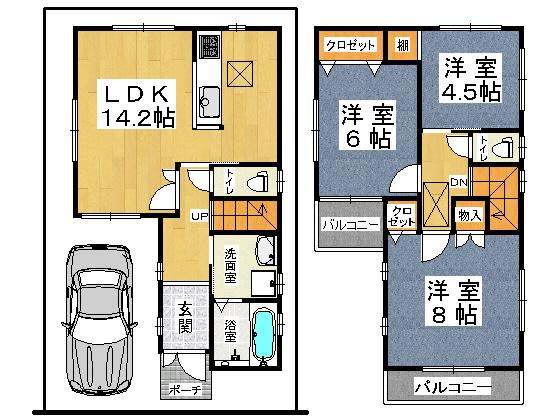 Floor plan. 24,800,000 yen, 3LDK, Land area 72.14 sq m , Building area 81.14 sq m