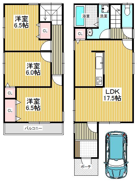 Floor plan. 25,800,000 yen, 3LDK, Land area 85.89 sq m , Building area 85.86 sq m
