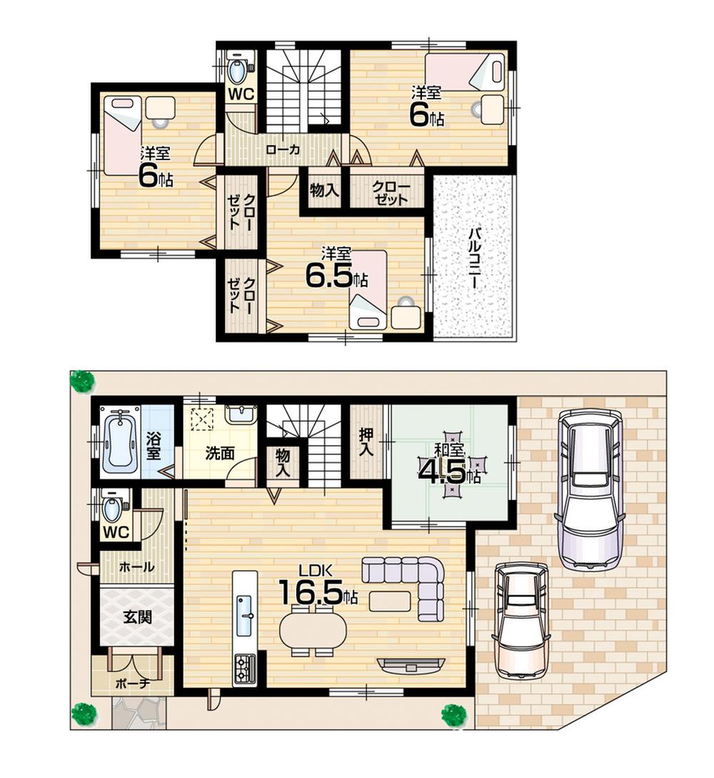 Floor plan. (1 Building), Price 24,850,000 yen, 4LDK, Land area 100.21 sq m , Building area 94.77 sq m