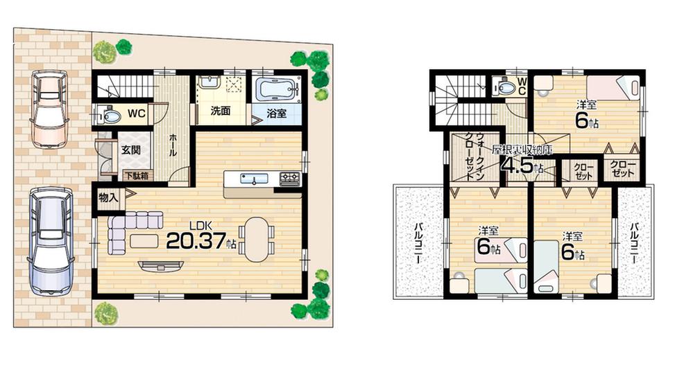 Floor plan. (No. 4 locations), Price 22,900,000 yen, 4LDK, Land area 90.52 sq m , Building area 93.76 sq m