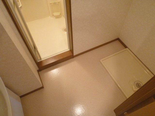 Washroom. There is a washing machine inside the room. 