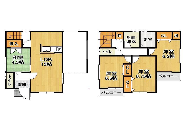 Floor plan. 24,800,000 yen, 4LDK, Land area 91.27 sq m , Building area 109.35 sq m 4 No. land floor plan  Japanese-style room and a continuation of the living room is I am happy.