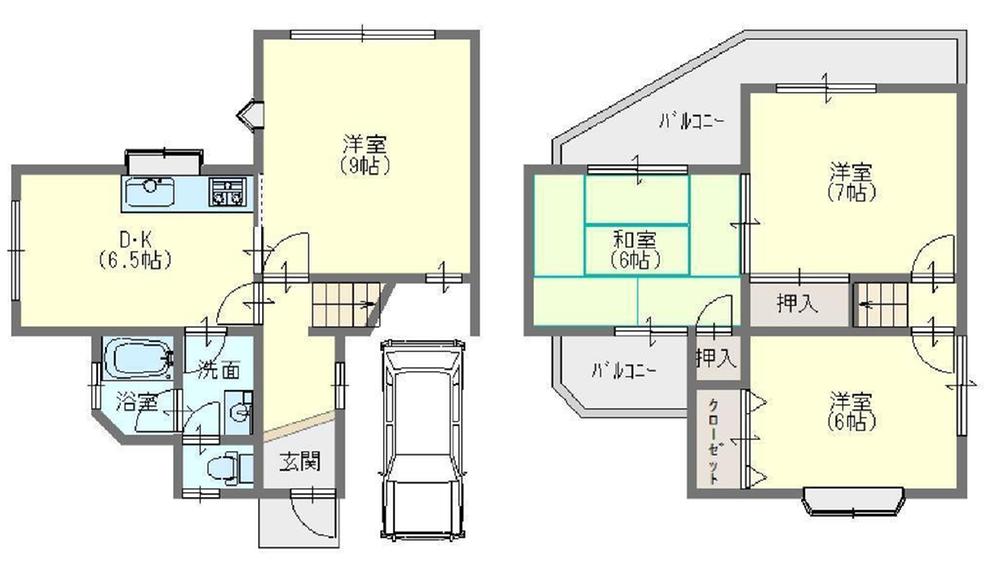 Floor plan. 11.8 million yen, 4DK, Land area 70.05 sq m , Building area 74.77 sq m in 1990 architecture South balcony