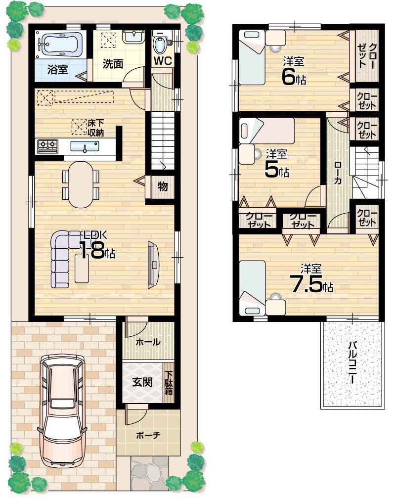 Floor plan. (No. 3 locations), Price 25,800,000 yen, 3LDK, Land area 85.82 sq m , Building area 85.86 sq m