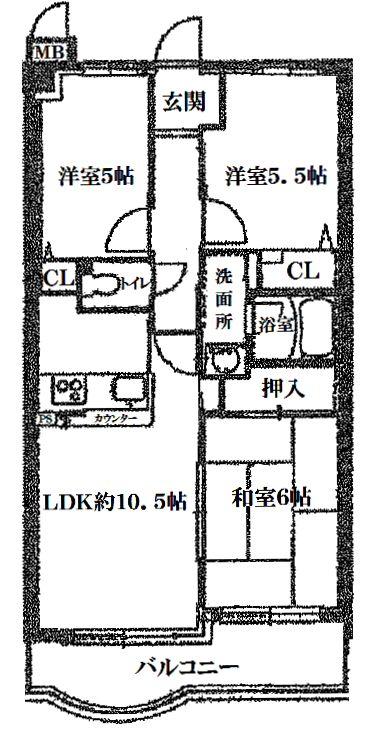 Floor plan. 3LDK, Price 6.9 million yen, Occupied area 60.62 sq m , Balcony area 7.93 sq m each room housed Allowed