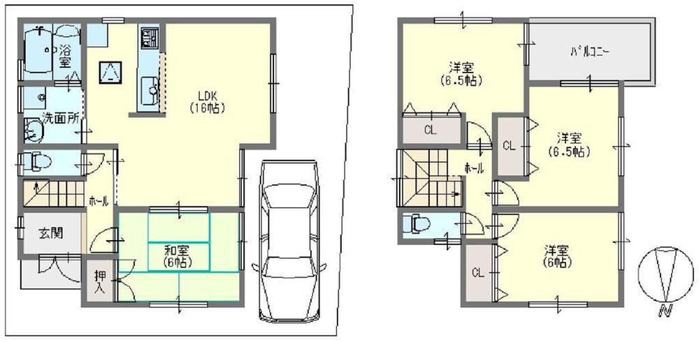 Floor plan. 24,800,000 yen, 4LDK, Land area 98.63 sq m , Building area 94.77 sq m all room 6 quires more 4LDK The latest housing facilities is also attractive.