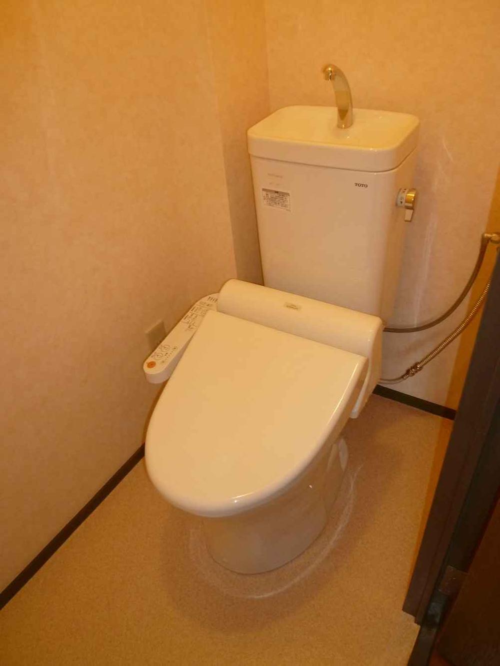 Toilet. Toilet bowl, tank, Also had made warm water washing toilet seat