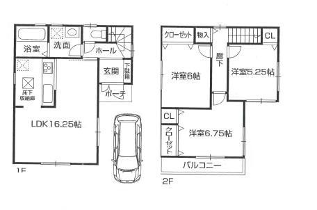 Floor plan. 23.8 million yen, 3LDK, Land area 77.3 sq m , Building area 79.78 sq m 3LDK + is a floor plan of the garage