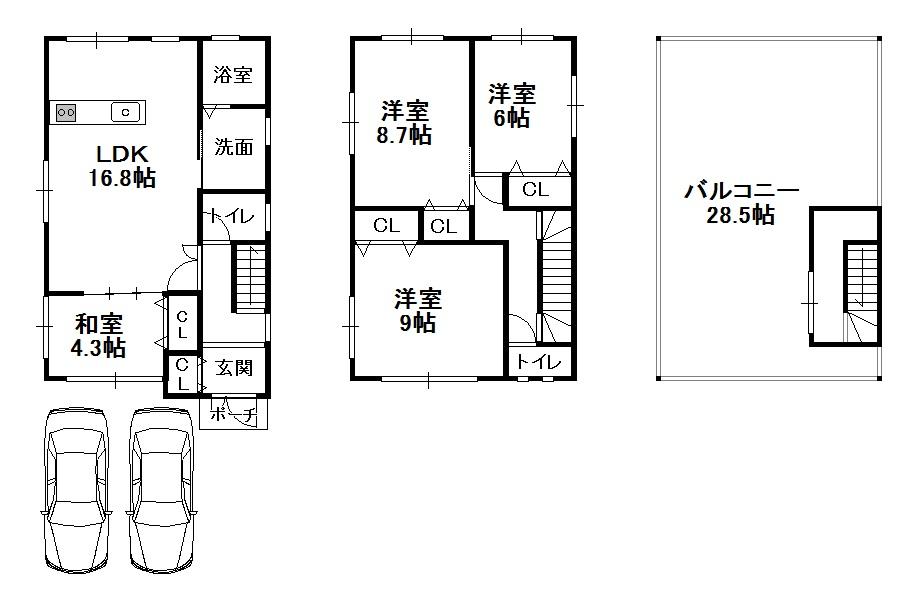 Floor plan. (No. 2 locations), Price 35,800,000 yen, 4LDK, Land area 100.02 sq m , Building area 97.83 sq m