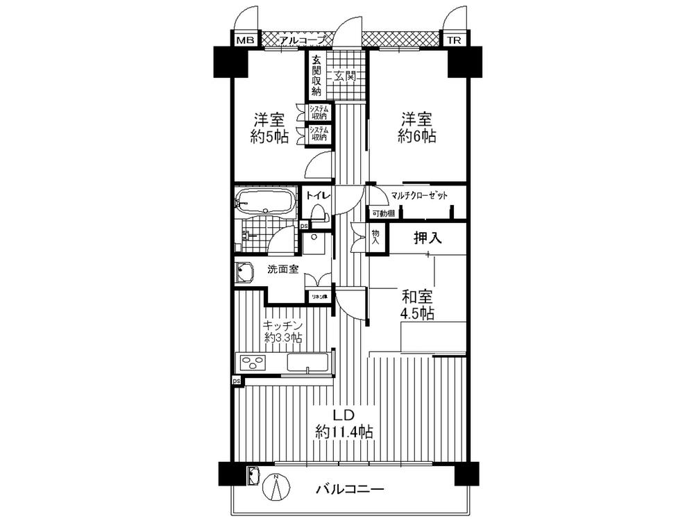 Floor plan. 3LDK, Price 20.5 million yen, Occupied area 71.59 sq m , Balcony area 11.97 sq m