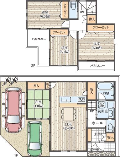 Floor plan. (Q No. land [Model house] ), Price 26,800,000 yen, 4LDK, Land area 88.46 sq m , Building area 89.94 sq m