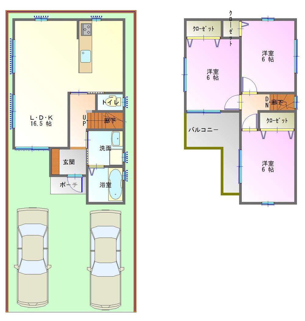 Building plan example (floor plan). Building plan example (No. 5 locations) 3LDK, Land price 22,350,000 yen, Land area 94.92 sq m , Building price 14,130,000 yen, Building area 77.76 sq m