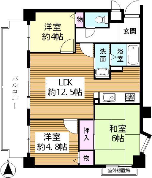 Floor plan. 3LDK, Price 9.8 million yen, Occupied area 57.97 sq m , Balcony area 11.38 sq m 3LDK