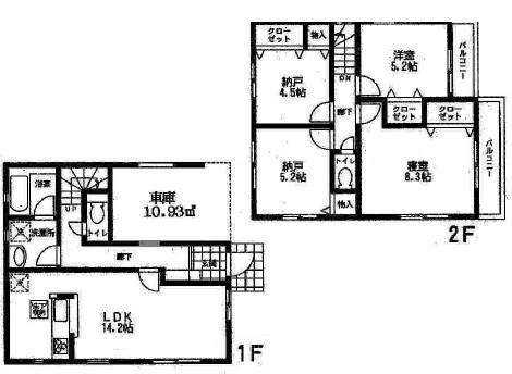 Floor plan. 21,800,000 yen, 4LDK, Land area 82.65 sq m , Building area 100.83 sq m 4LDK + is a floor plan of the garage
