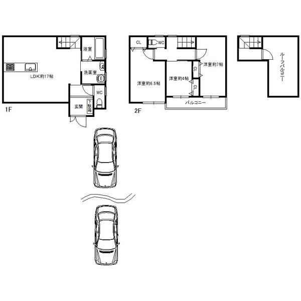 Floor plan. 24,800,000 yen, 3LDK, Land area 128.45 sq m , Building area 79.78 sq m 3LDK + garage three