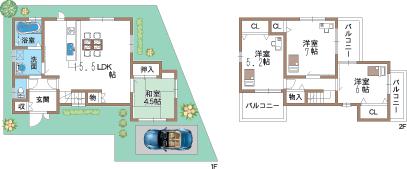 Floor plan. (T-Park Asahigaoka No. 5 locations), Price 34,800,000 yen, 4LDK, Land area 100.26 sq m , Building area 88.61 sq m