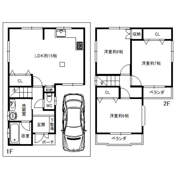 Floor plan. 18,800,000 yen, 3LDK, Land area 70.28 sq m , Building area 79.84 sq m