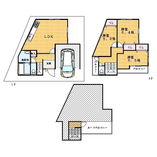 Floor plan. (No. 6 locations), Price 24,800,000 yen, 3LDK, Land area 80.03 sq m , Building area 89.61 sq m
