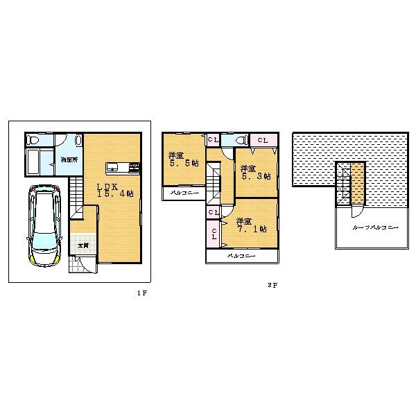 Floor plan. (No. 8 locations), Price 24,800,000 yen, 3LDK, Land area 75.03 sq m , Building area 91.73 sq m