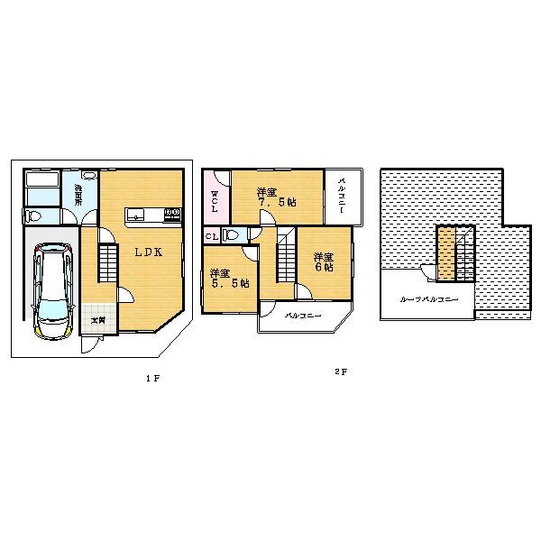 Floor plan. (No. 9 locations), Price 26,300,000 yen, 3LDK, Land area 75.03 sq m , Building area 89.52 sq m