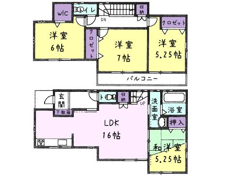 Floor plan. 35,800,000 yen, 4LDK, Land area 94.21 sq m , Building area 97.29 sq m