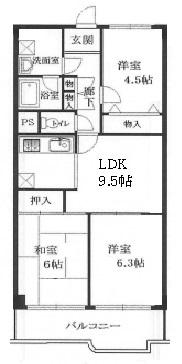 Floor plan. 3LDK, Price 8.4 million yen, Footprint 61.6 sq m , Balcony area 7.45 sq m Kintetsu & JR ・ 2 wayside Available!