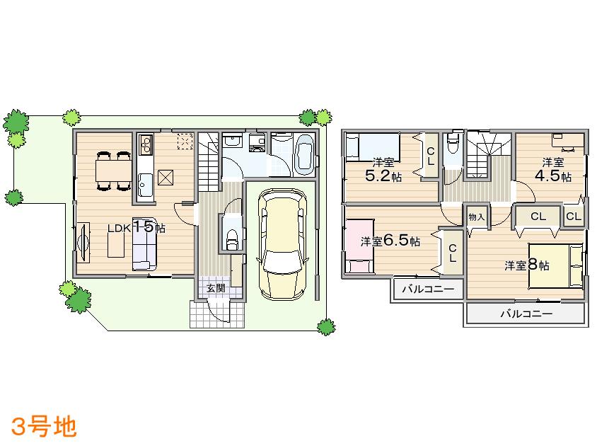 Floor plan. (No. 3 locations), Price 23.8 million yen, 4LDK, Land area 91.41 sq m , Building area 107.73 sq m