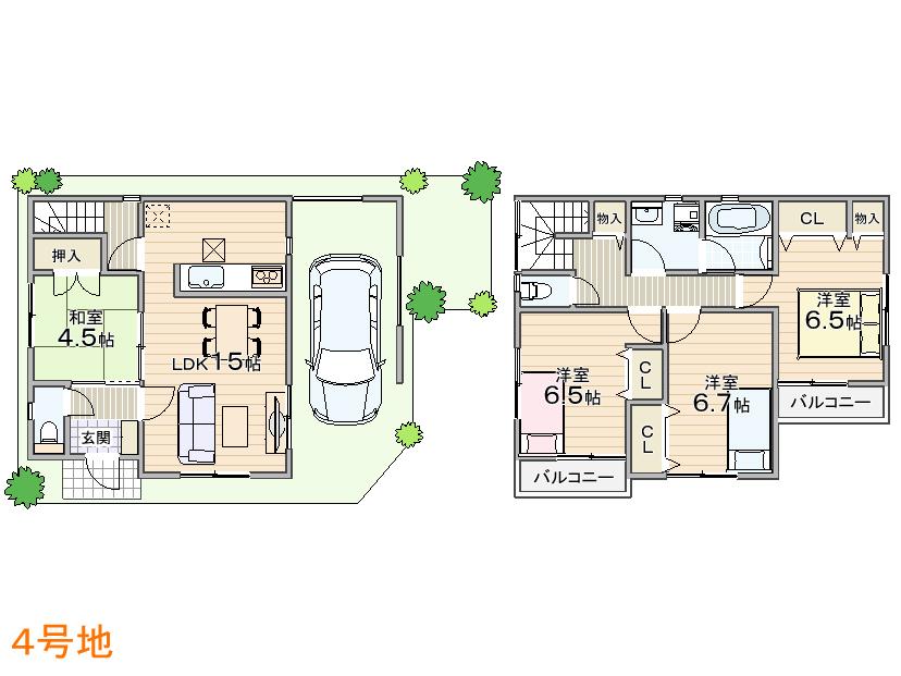 Floor plan. (No. 4 locations), Price 23.8 million yen, 4LDK, Land area 91.27 sq m , Building area 109.35 sq m