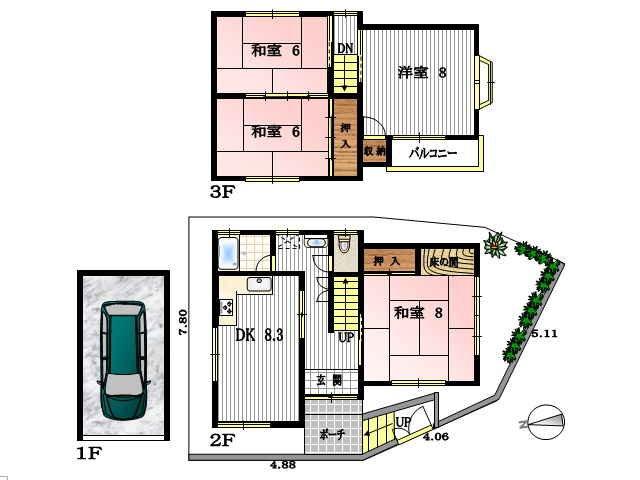 Floor plan. 8.8 million yen, 4DK, Land area 71.01 sq m , Building area 96.62 sq m