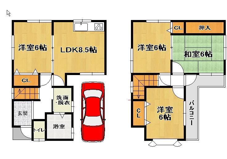 Floor plan. 19,800,000 yen, 4LDK, Land area 66.12 sq m , Building area 77.23 sq m Floor