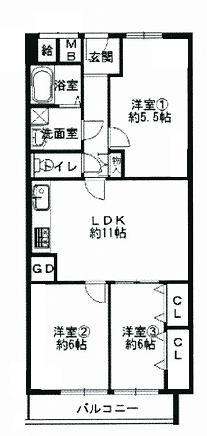 Floor plan. 3LDK, Price 10.8 million yen, Footprint 62.1 sq m , Balcony area 6 sq m   ☆ Renovated ・ It is immediately Available!