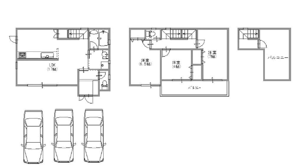Floor plan. 24,800,000 yen, 3LDK, Land area 128.45 sq m , Building area 79.78 sq m ◇ You can park 3 cars! 