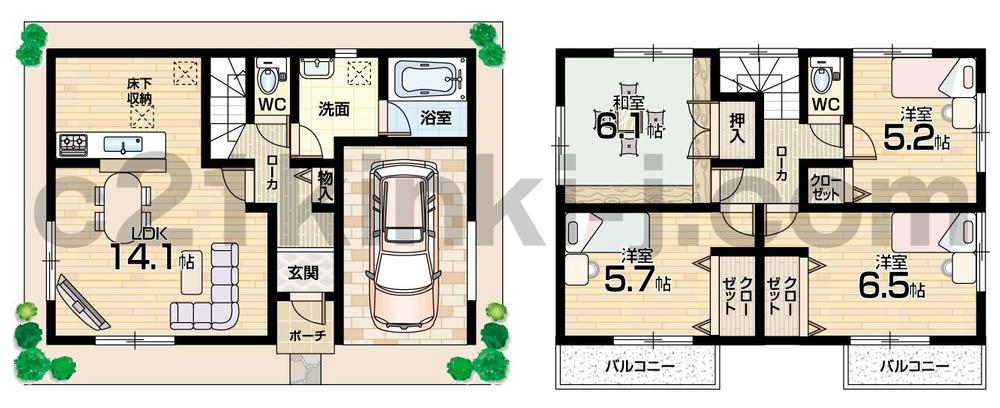 Floor plan. (No. 5 locations), Price 22,800,000 yen, 4LDK, Land area 83.56 sq m , Building area 101.24 sq m