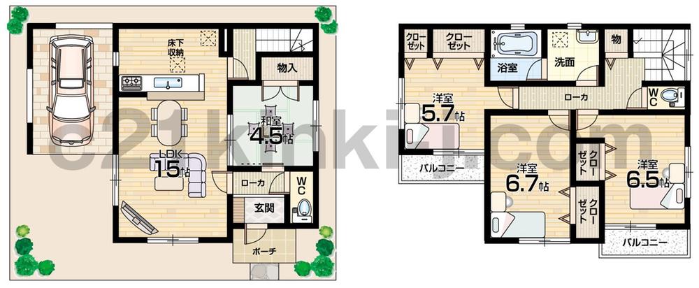 Floor plan. (No. 6 locations), Price 23.8 million yen, 4LDK, Land area 87.22 sq m , Building area 106.91 sq m
