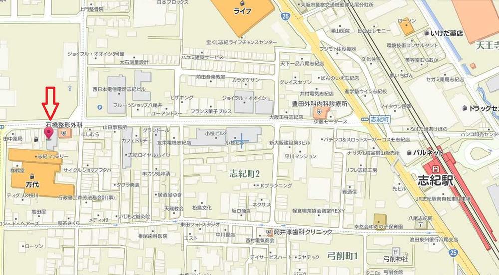 Local guide map. Shiki 5-minute walk to the west of the station