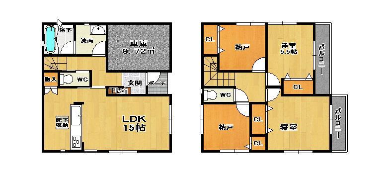 Floor plan. (1 Building), Price 22,800,000 yen, 2LDK+2S, Land area 82.65 sq m , Building area 98.2 sq m