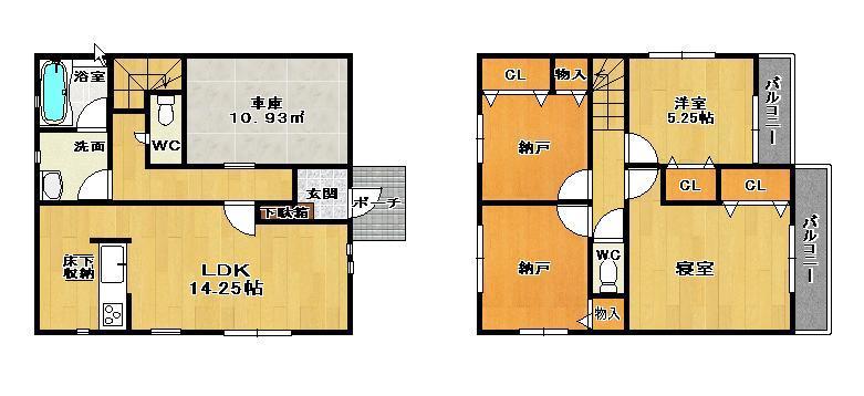 Floor plan. (Building 2), Price 21,800,000 yen, 2LDK+2S, Land area 82.66 sq m , Building area 100.83 sq m