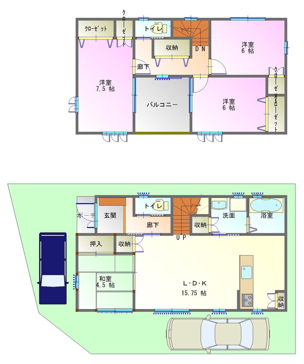 Floor plan. (A No. land model house specification), Price 31,800,000 yen, 4LDK, Land area 100.08 sq m , Building area 98.01 sq m