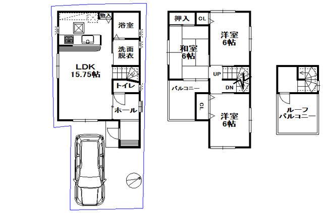 Floor plan. 26,900,000 yen, 3LDK, Land area 77.22 sq m , Building area 84.24 sq m roof balcony