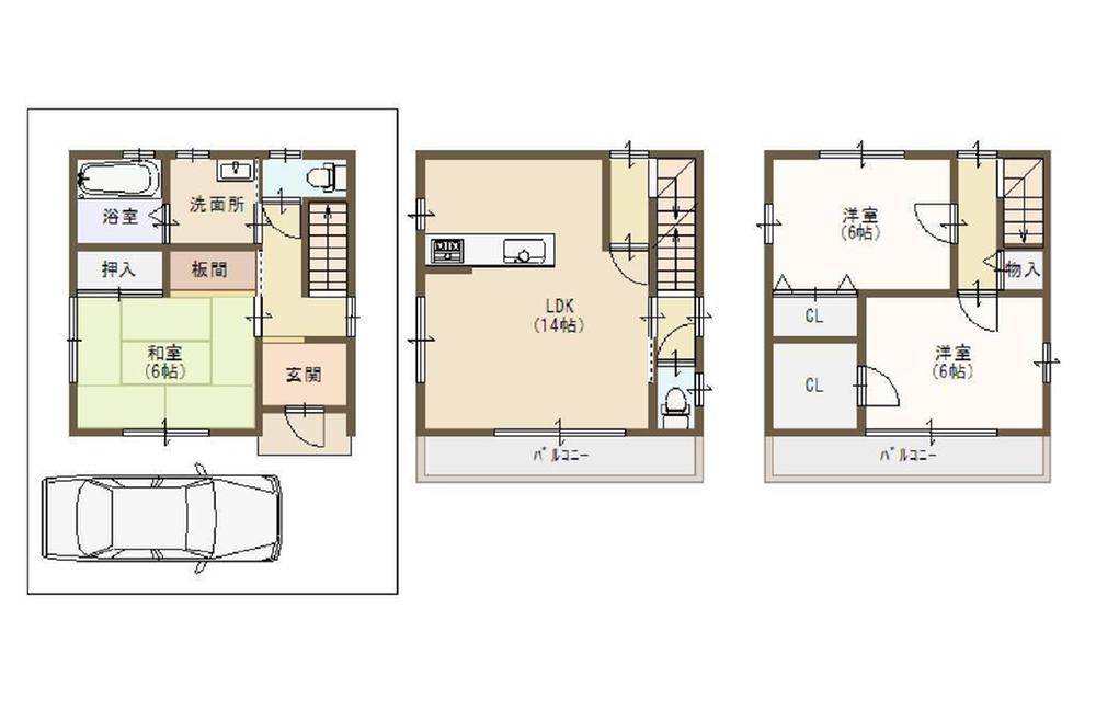 Floor plan. 21,800,000 yen, 3LDK, Land area 54.16 sq m , Characteristic walk-in closet on the first floor of a Japanese-style room and the master bedroom was a building area 86.58 sq m spacious is